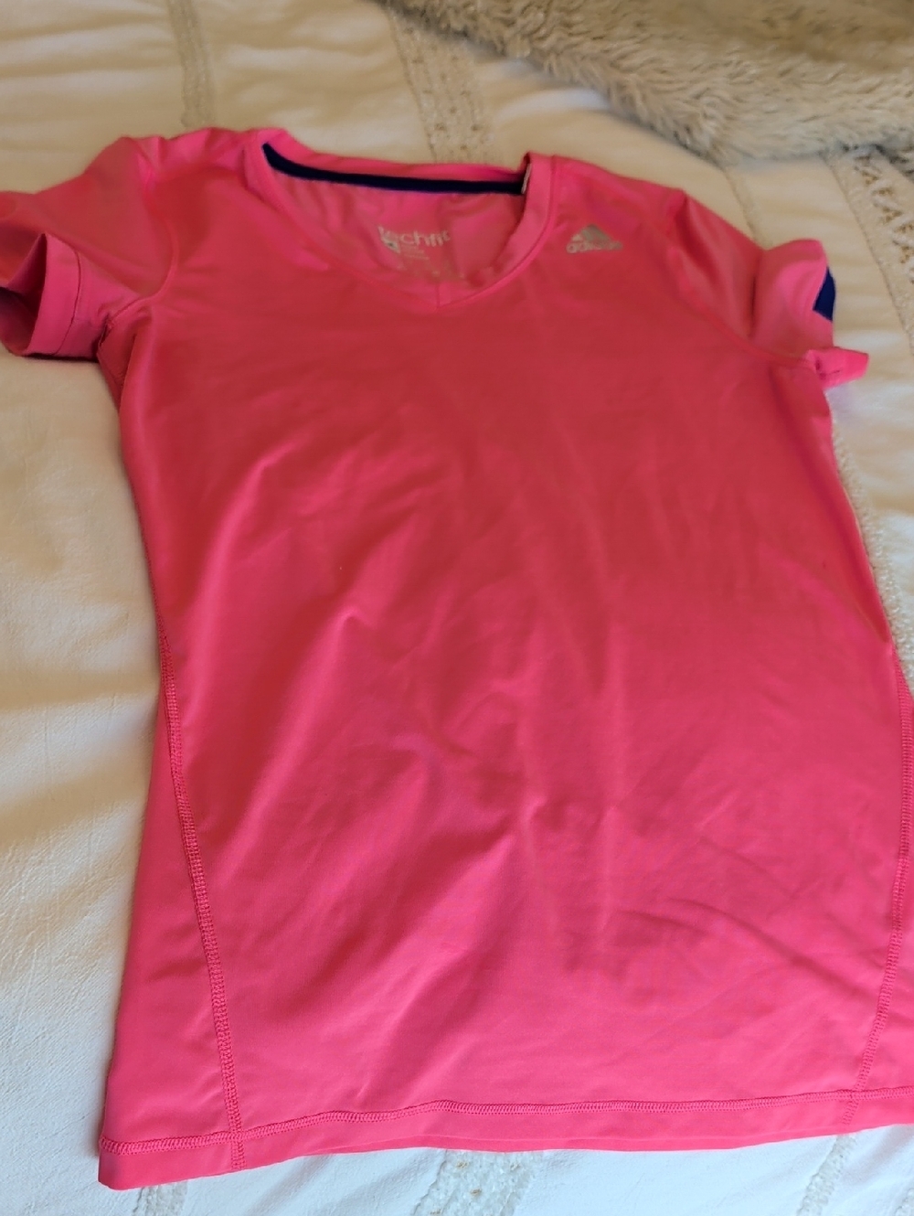 adidas Hot Pink Women's Athletic Tee with Navy Trim
